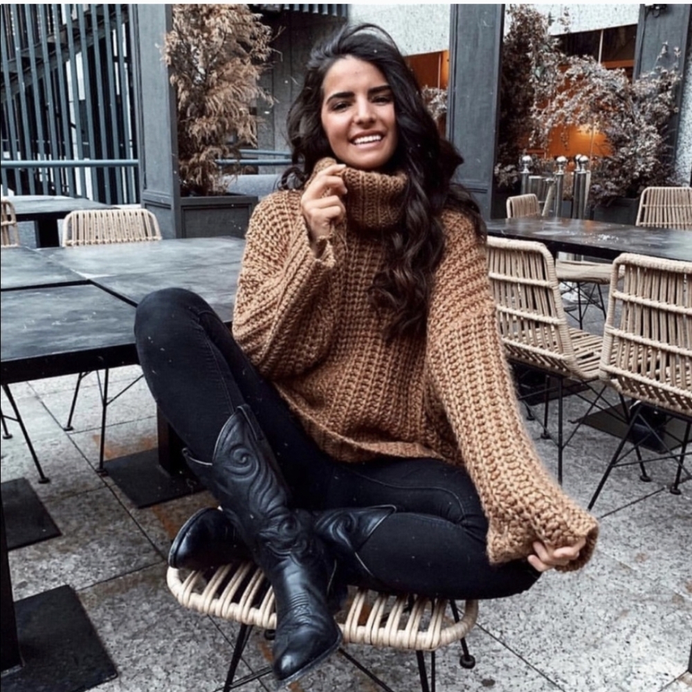 ZARA Blogger Favorite S Wool Mohair Turtleneck Sweater Oversized Chunky Knit Top - Picture 3 of 14